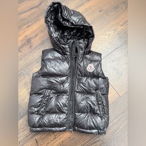 Moncler Kids Hooded Black Puffer Vest Size 4